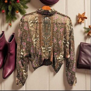 Zara Fall Multicolor Bohemian Patterned Top (US M)